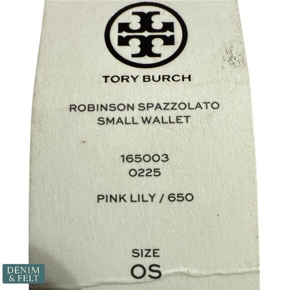 NEW Tory Burch Small Robinson Spazzolato Wallet Powder Pink Patent Leather - Picture 13 of 14
